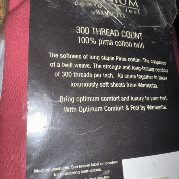 Wamsutta Optimum Comfort & Feel Pima Cotton Twill Queen Flat Sheet New Scarlet - Picture 5 of 7